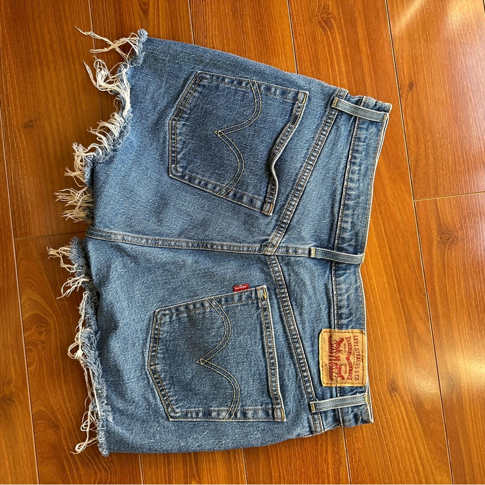 Levi's Blue Distressed Jean Shorts